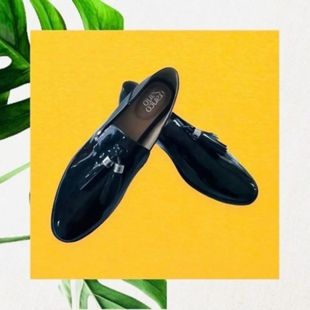 FRANCO SARTO Vegan Leather Loafers Black Women’s Slip-On Moccasins 9.5 M